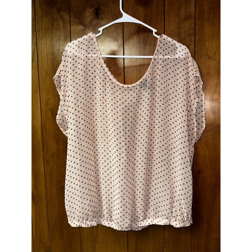 Torrid Pale pink Polka Dot Sheer open back Blouse Top Women Size 1x